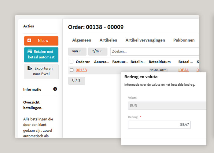 Ontvang tussentijdse betalingen op een order