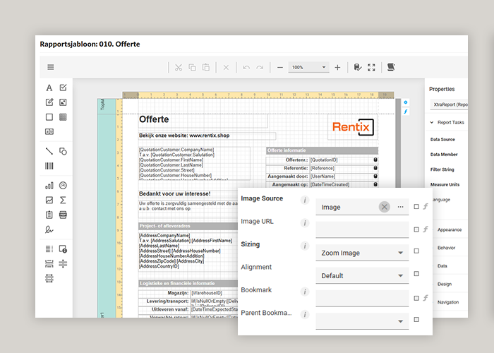 Offerte sjablonen aanpassen met ingebouwde template editor